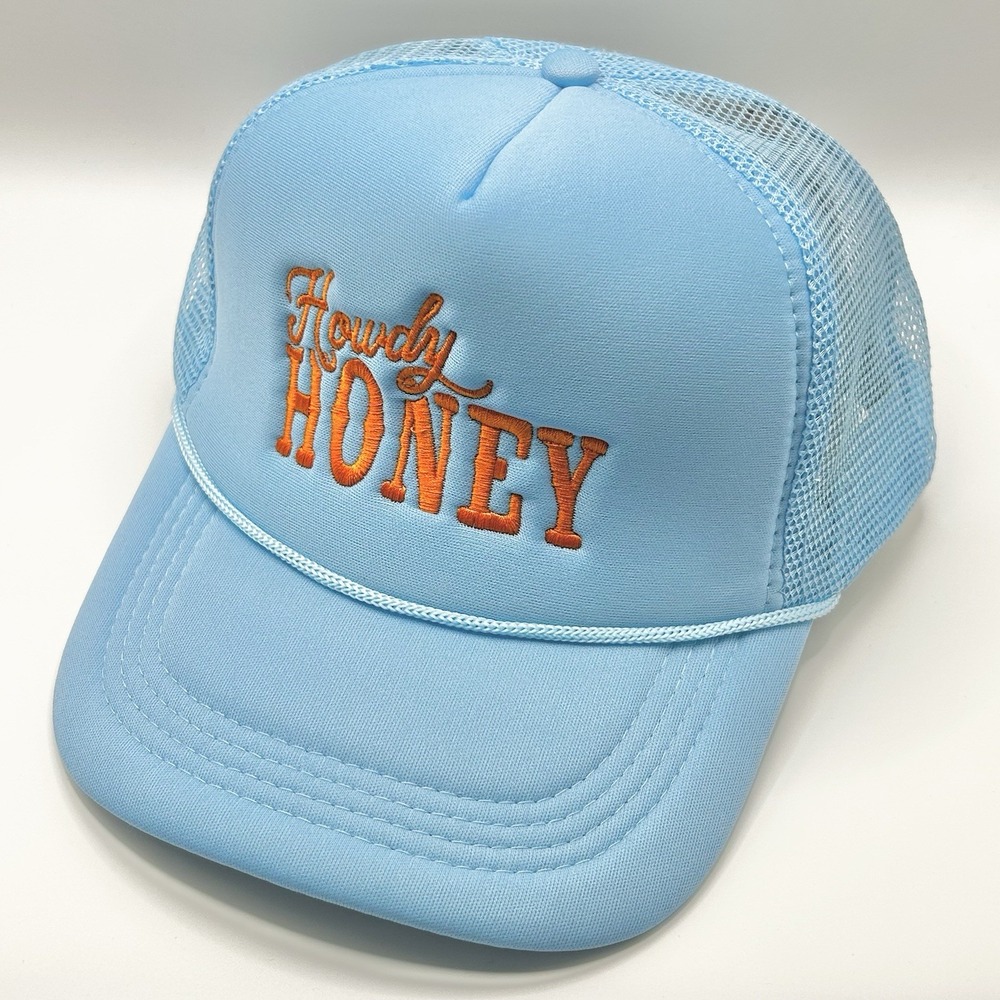 Howdy Honey Wordmark Foam Rope Trucker Hat Cap Snapback Adjustable Blue Western
